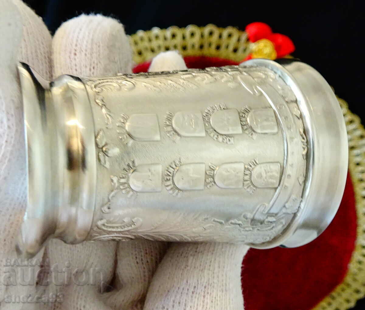 Delivery of Pewter Bowl, Shot, German Crests