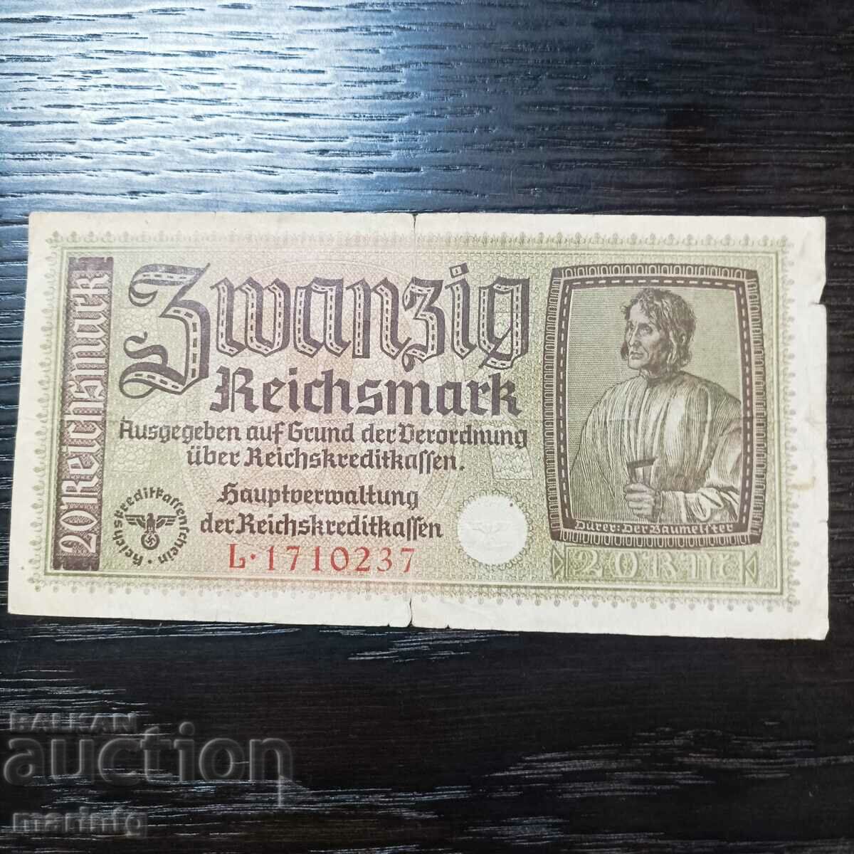 Banknote 20 German marks