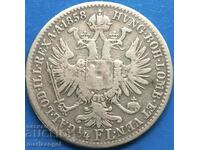 Austria 1/4 florin 1858 A - Viena Franz Joseph argint