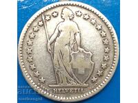 Switzerland 2 Francs 1886 Helvetia Silver