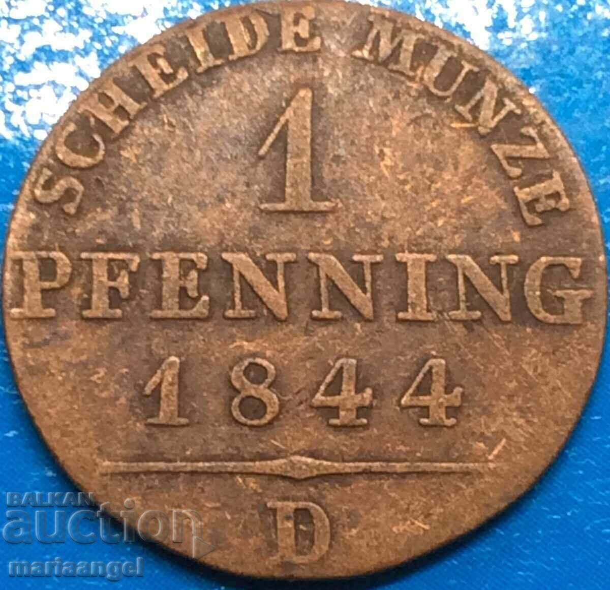 1 pfennig 1844 Prussia Germany - rare year