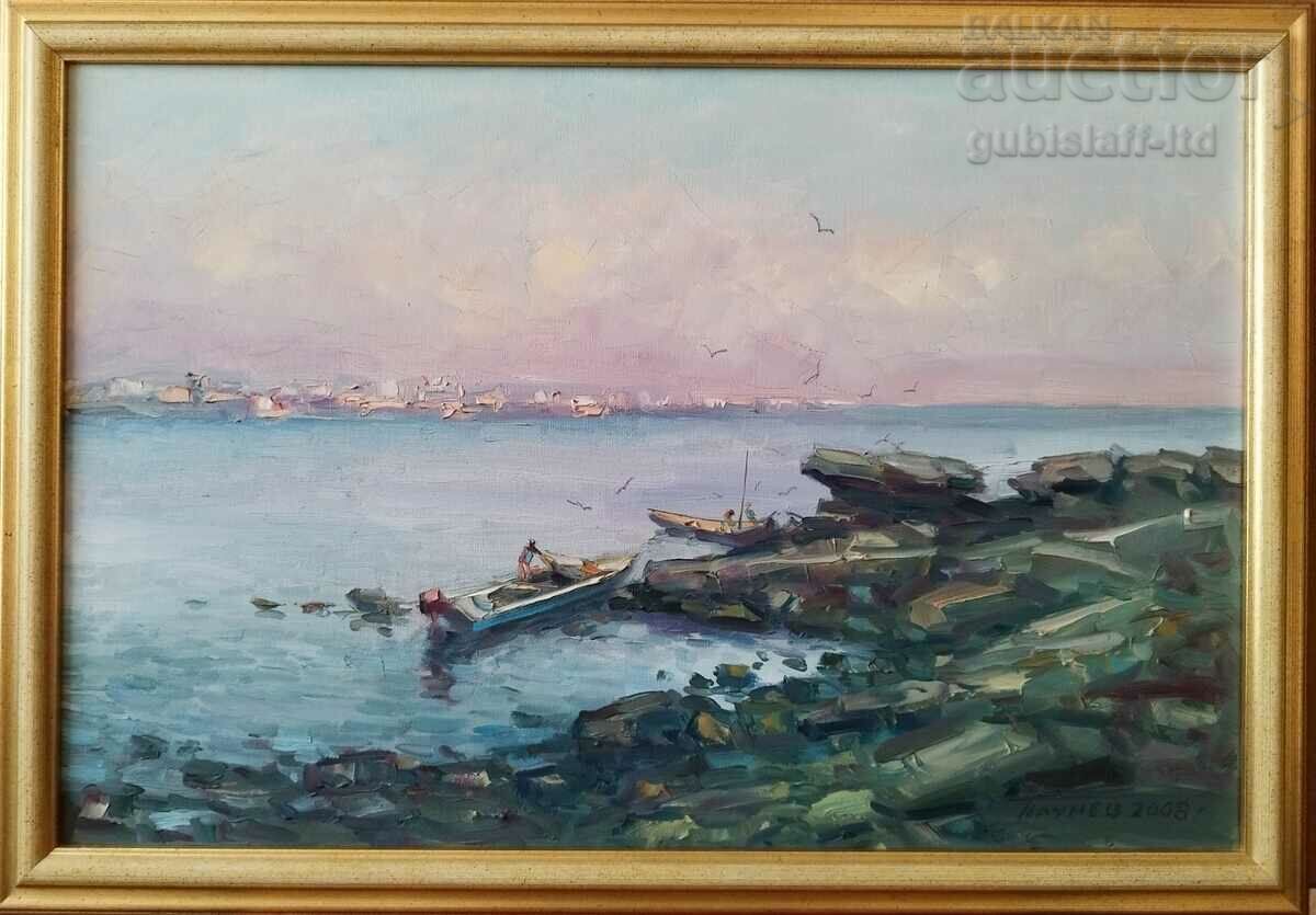 Картина, море, скали, худ, Г. Паунов-Паунец, 2008 г.