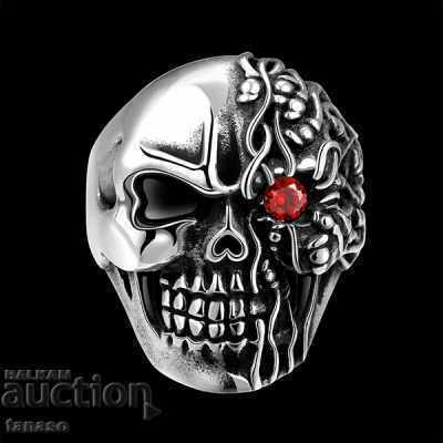 Auction Massive men's ring - skull with zircon, heavy metal, punk Auction Massive men's ring - skull with zircon, heavy metal, punk