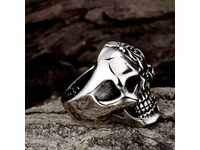 Massive men's ring - skull with zircon, heavy metal, punk