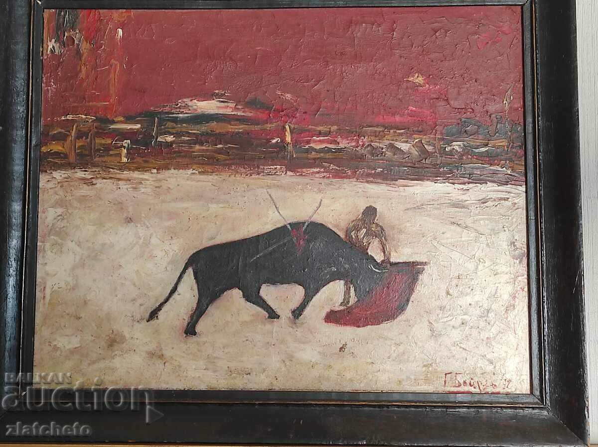 Painting by G. Batrev "Bullfight" with price 500.00 BGN | € 255.65 Painting by G. Batrev "Bullfight" with price 500.00 BGN | € 255.65