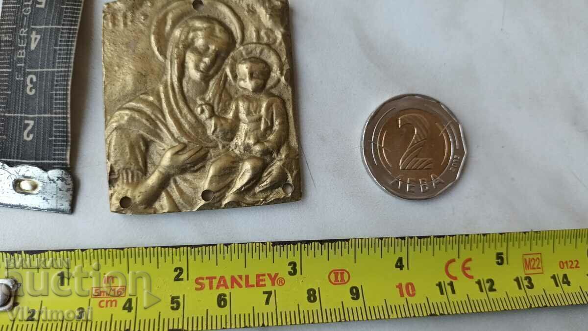 Icoana veche de bronz, pelerinaj, Fecioara Maria, cu preț € 25.56 | 49.99 BGN Icoana veche de bronz, pelerinaj, Fecioara Maria, cu preț € 25.56 | 49.99 BGN