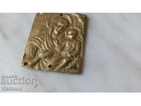 Old bronze icon, portable, Virgin Mary,