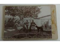 . OLD FAMILY PHOTO DOG PHOTO CARDBOARD