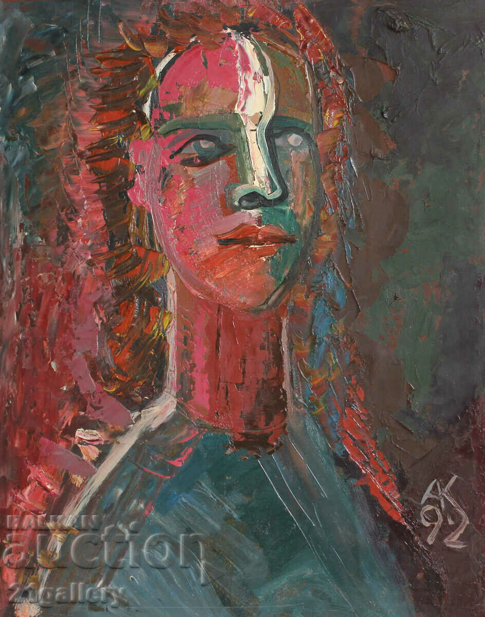 Атанас Коцев (1957 -) "Портрет на Клаудия" 1992г. с цена 450.00 лв. | € 230.08 Атанас Коцев (1957 -) "Портрет на Клаудия" 1992г. с цена 450.00 лв. | € 230.08