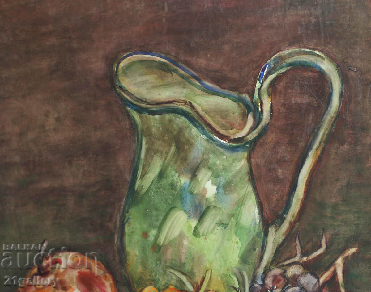 Auction Prof. Stoyan Domuschiev (1935-2021) Still life with jug and fruits Auction Prof. Stoyan Domuschiev (1935-2021) Still life with jug and fruits