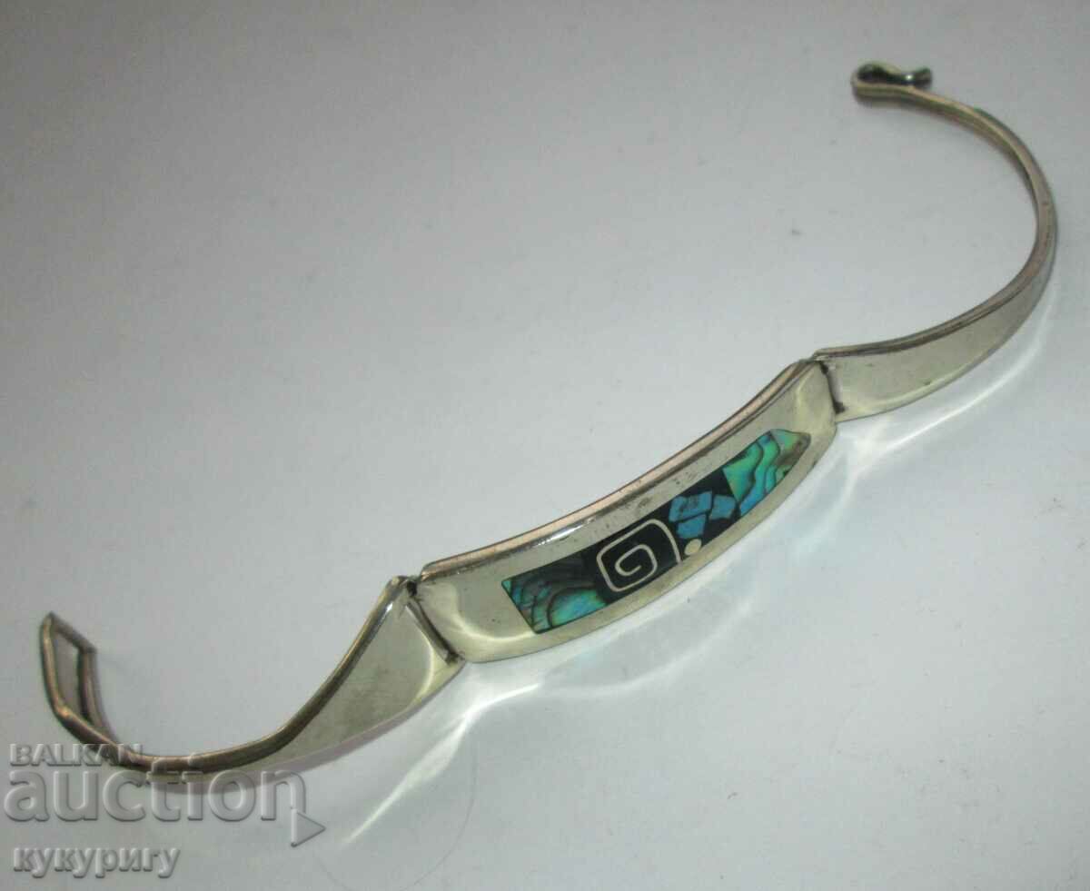 Old women's bracelet handmade mother-of-pearl turquoise inlay with price 40.00 BGN | € 20.45 Old women's bracelet handmade mother-of-pearl turquoise inlay with price 40.00 BGN | € 20.45