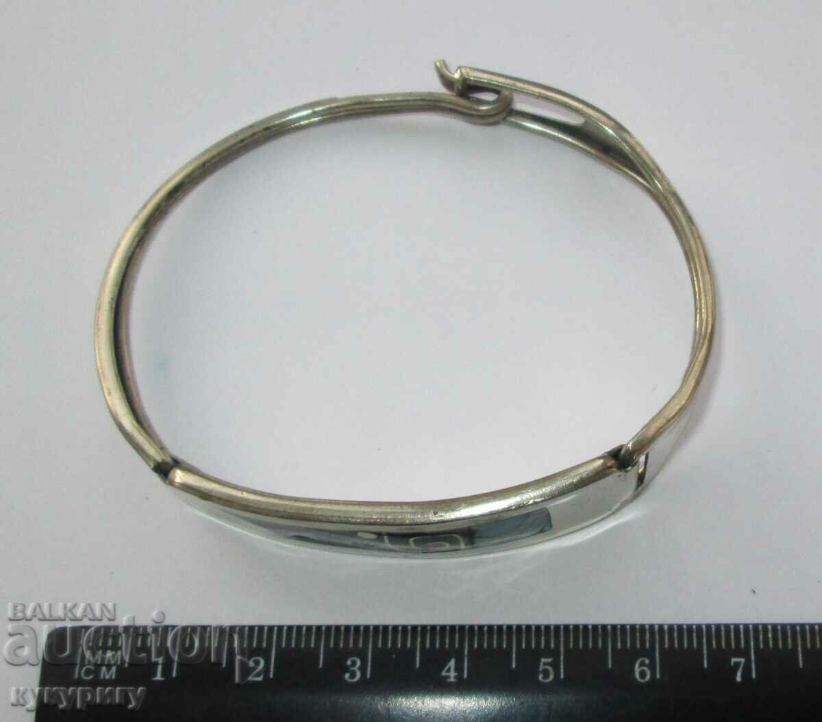 Old women's bracelet handmade mother-of-pearl turquoise inlay - 7 Old women's bracelet handmade mother-of-pearl turquoise inlay - 7