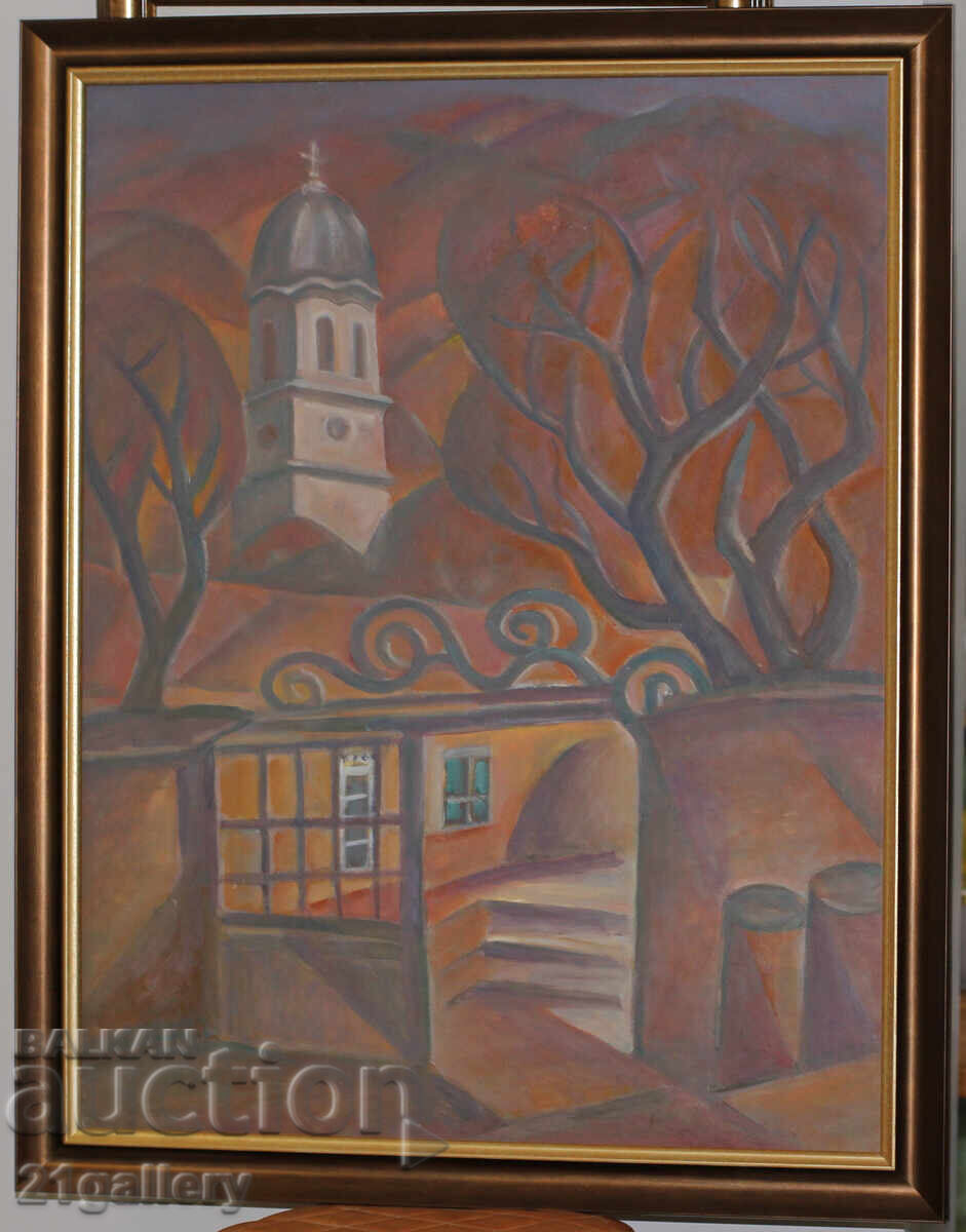 Auction Cityscape oil painting, unsigned Auction Cityscape oil painting, unsigned