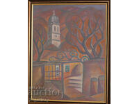 Cityscape oil painting, unsigned