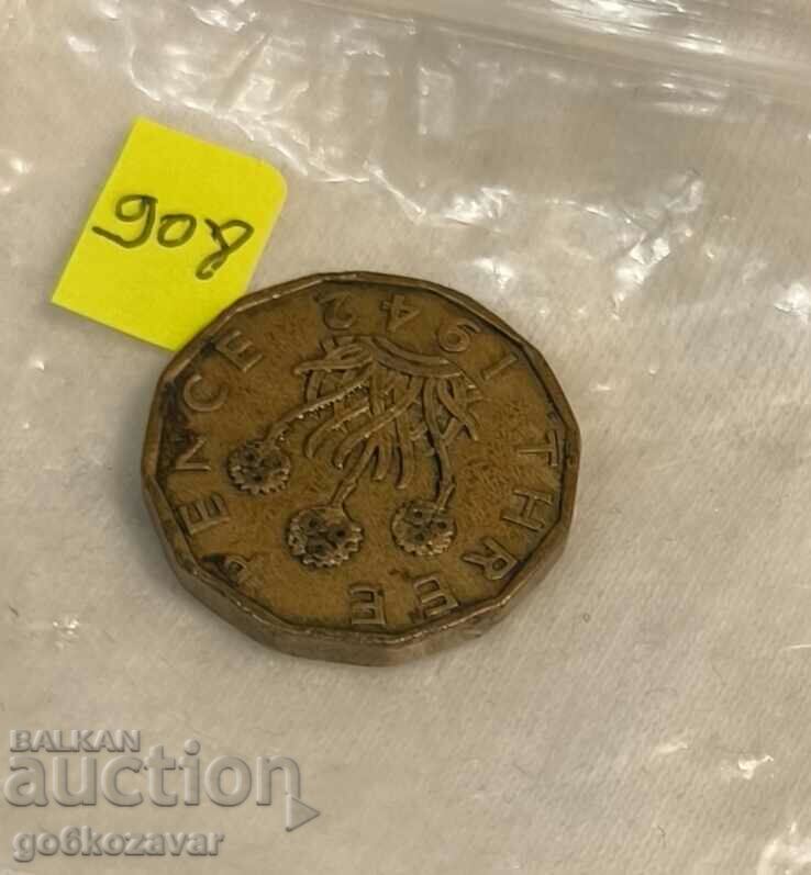 Auction Great Britain 3 pence 1942 Auction Great Britain 3 pence 1942