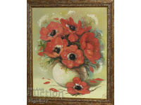 Still life vase with poppies, oil paints 2007