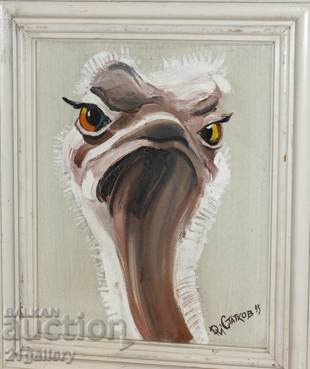 Rumen Statkov Head of an Ostrich oil paints 1995. with price 800.00 BGN | € 409.03 Rumen Statkov Head of an Ostrich oil paints 1995. with price 800.00 BGN | € 409.03
