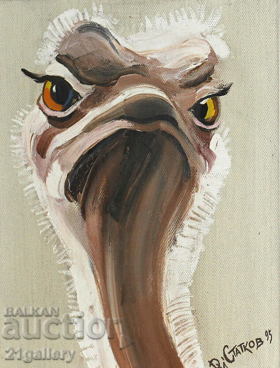 Auction Rumen Statkov Head of an Ostrich oil paints 1995. Auction Rumen Statkov Head of an Ostrich oil paints 1995.