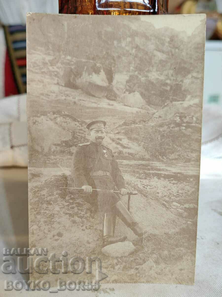 Fotografie unică a colonelului Nikola Pisarov 1916 cu semnătură