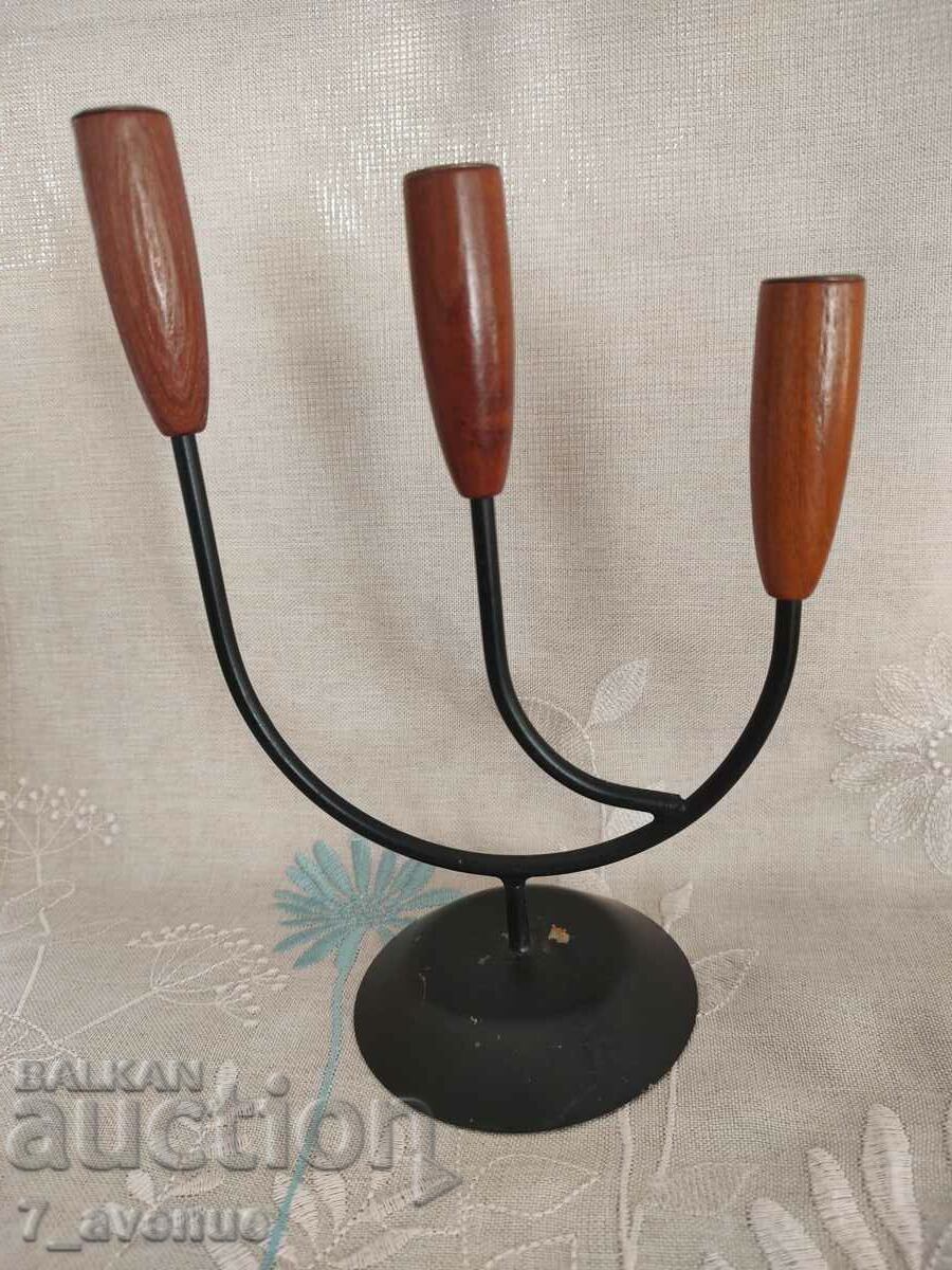 Παλιό κηροπήγιο, μέταλλο και ξύλο, εξαίσια διακόσμηση, 21.11.24 - 7