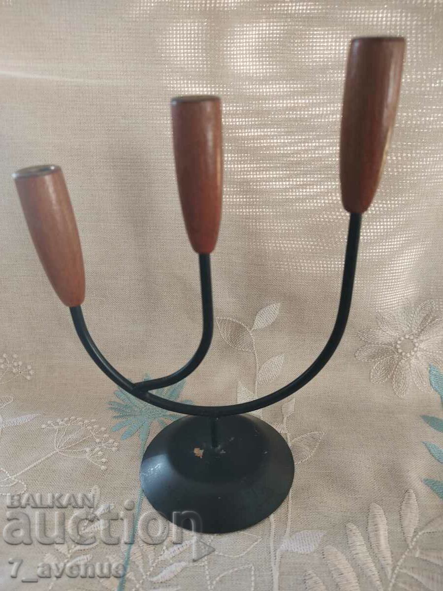 Παλιό κηροπήγιο, μέταλλο και ξύλο, εξαίσια διακόσμηση, 21.11.24