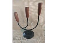 Sfeșnic vechi, metal și lemn, decor rafinat, 21.11.24