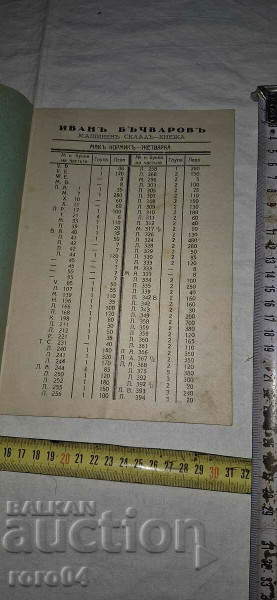 Auction PRICE LIST - IV. BACHVAROVO - PRINCESS - HARVESTER Auction PRICE LIST - IV. BACHVAROVO - PRINCESS - HARVESTER