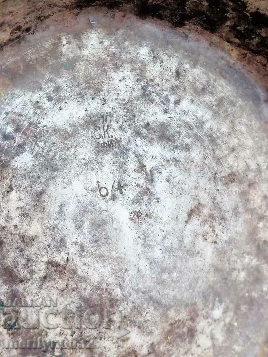 Cântar vechi din alamă, taler, greutăți, balanță - 6