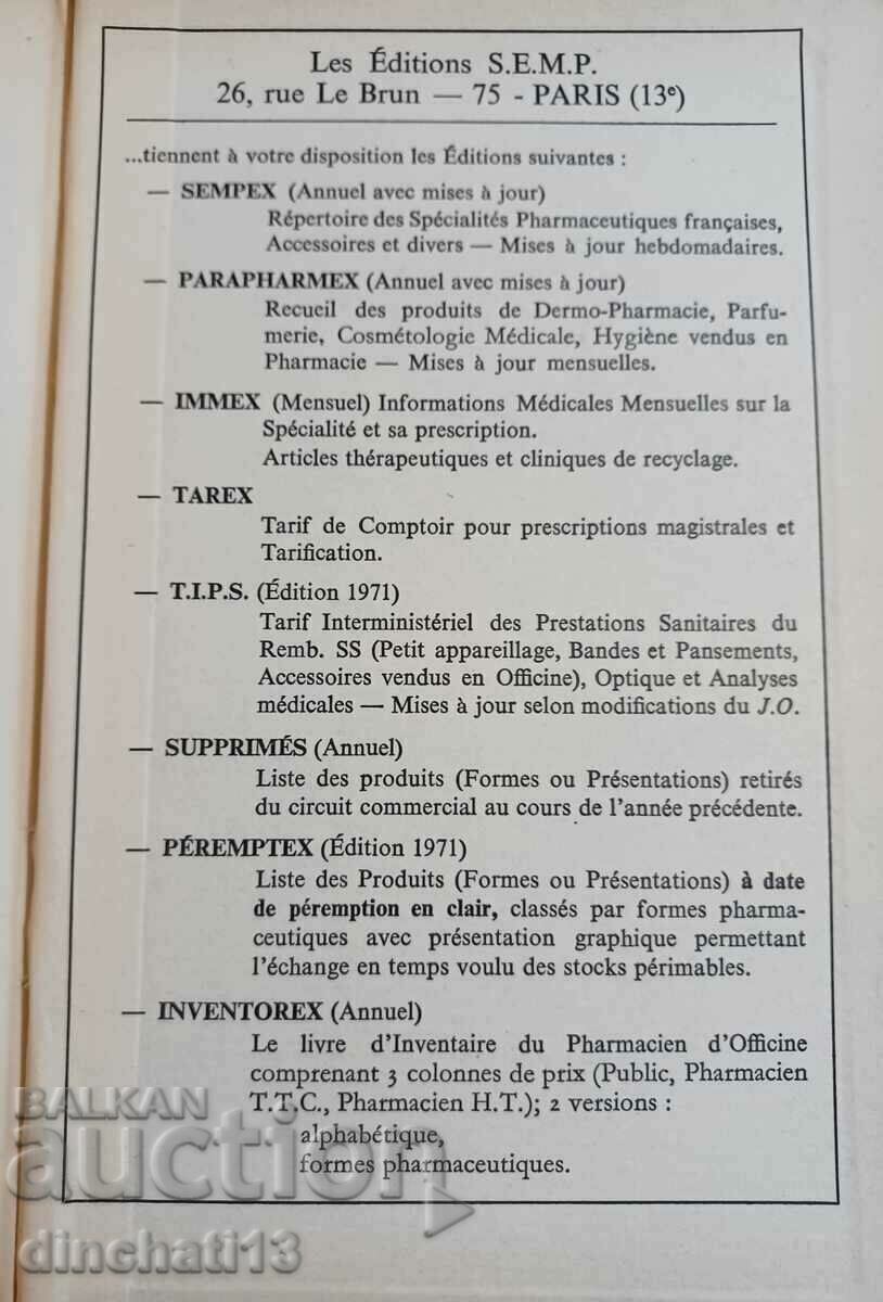 FORMULAIRE THERA 1971/ 72 LE THERAPEUTIQUE DANS Le MONDE - 5