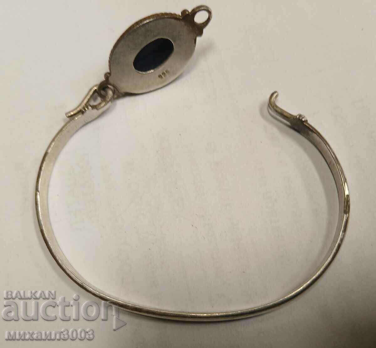 Auction Silver bracelet with blue stone 925 sample 18.64 grams Auction Silver bracelet with blue stone 925 sample 18.64 grams
