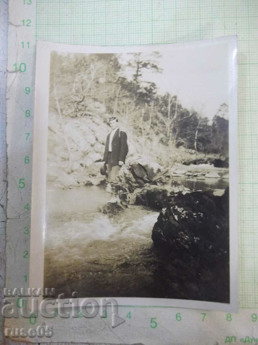 Old photo of a Bulgarian man in an American river