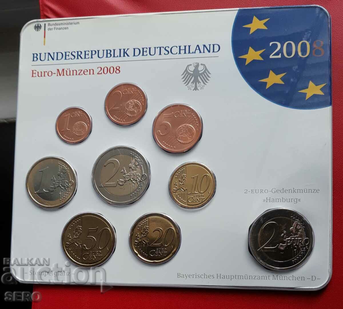 Germany SET 2008 D-Munich of 9 coins/2x2 euro/