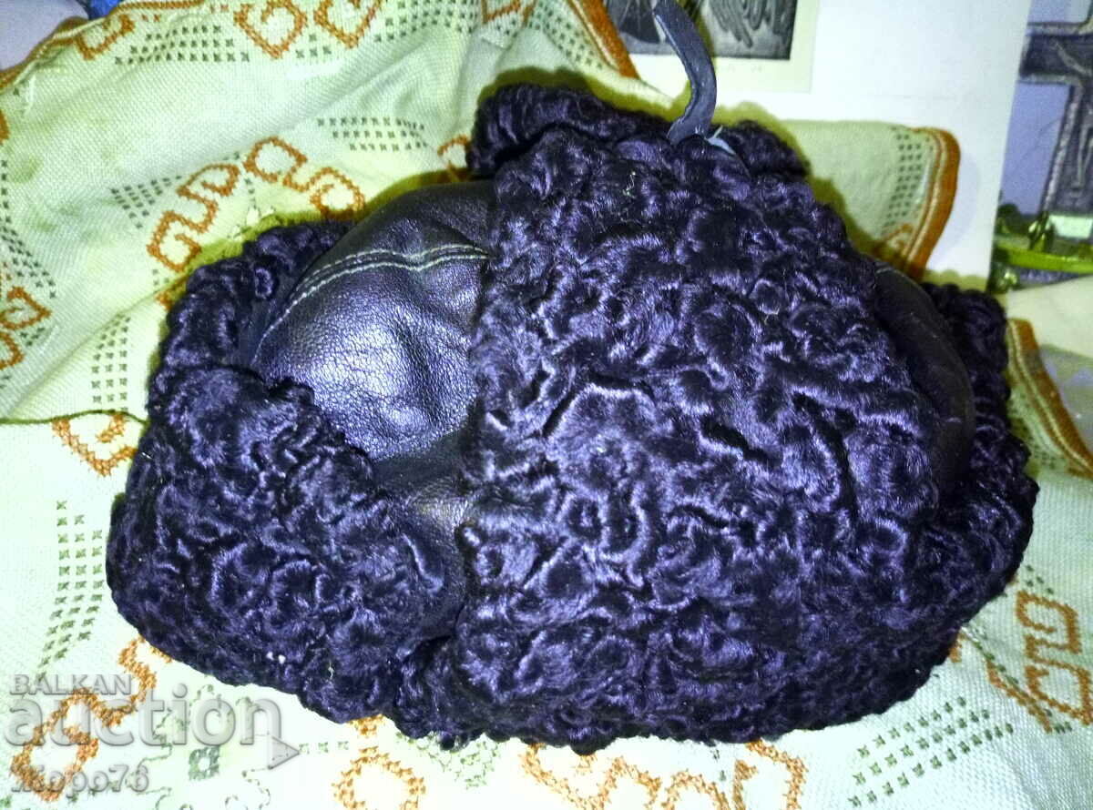 Old ASTRAGAN LEATHER HAT USHANKA Sheepskin from KARAKUL Old ASTRAGAN LEATHER HAT USHANKA Sheepskin from KARAKUL