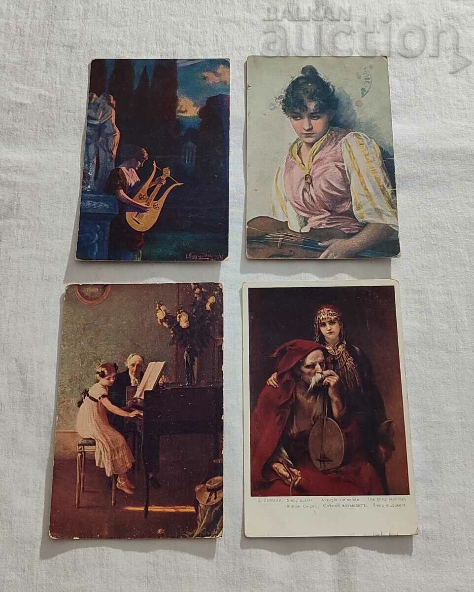 MUSIC OLD POST CARDS LOT OF 4