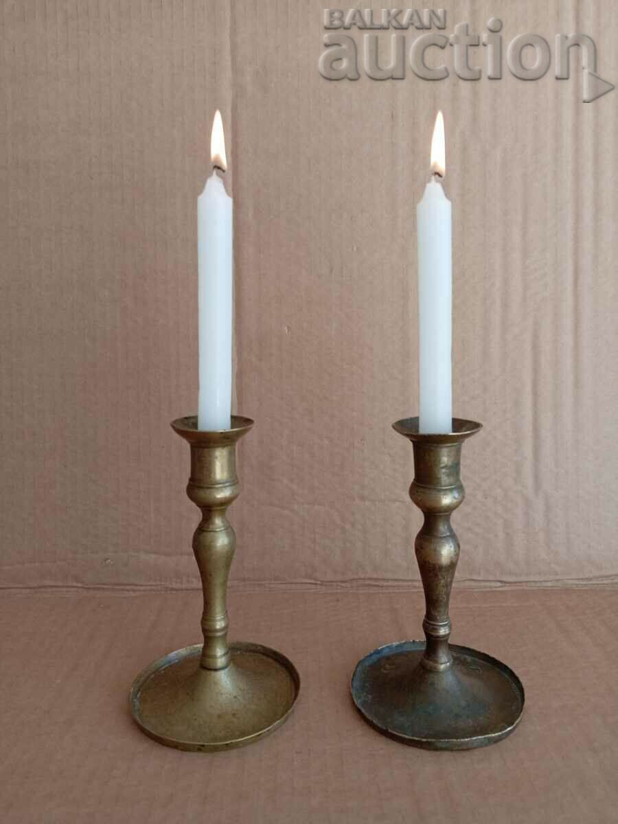 a pair of antique renaissance bronze mantel candlesticks with price 51.00 BGN | € 26.08 a pair of antique renaissance bronze mantel candlesticks with price 51.00 BGN | € 26.08