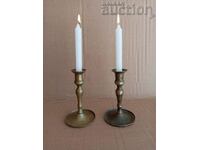 a pair of antique renaissance bronze mantel candlesticks