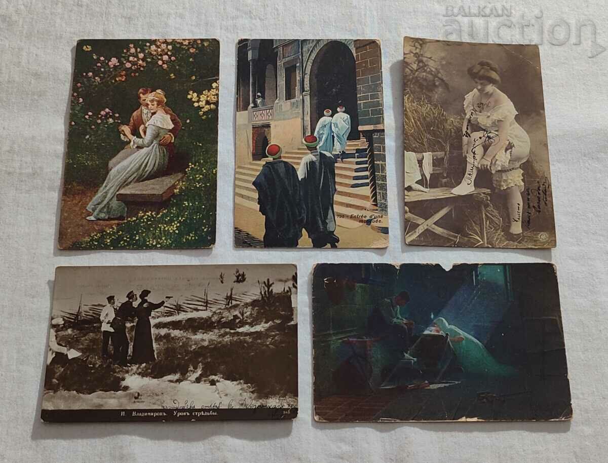 OLD POST CARDS LOT 5 STAMPS