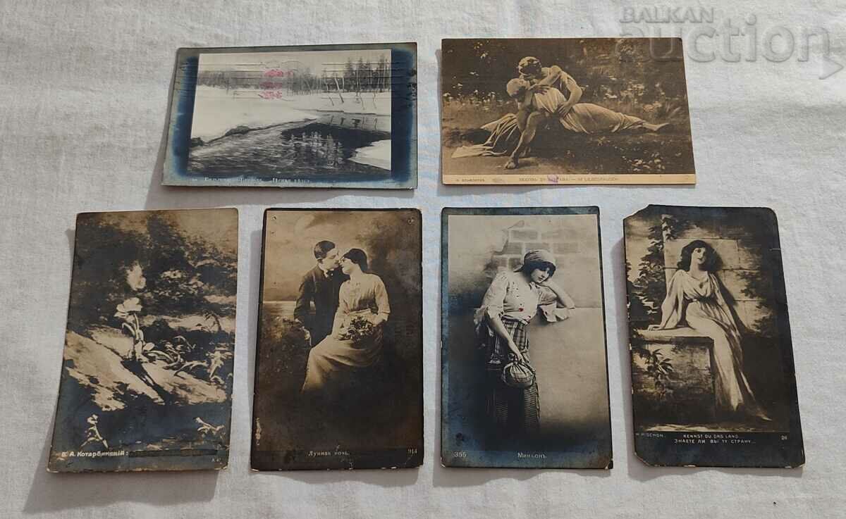 OLD POST CARDS LOT OF 6 STAMPS OLD POST CARDS LOT OF 6 STAMPS