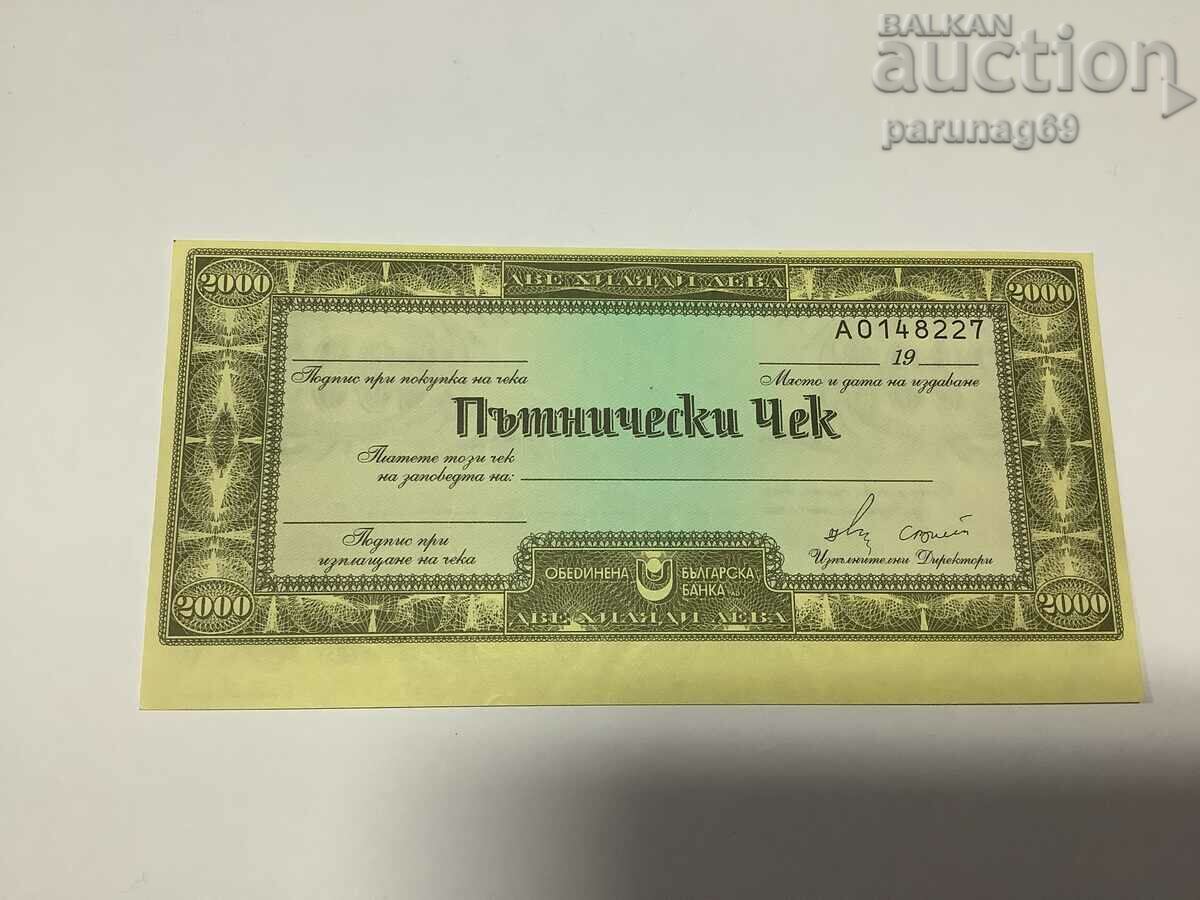 Bulgaria UBB CHECK BGN 2000 BLANK with watermark