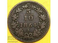 5/10 Kreuzer 1864 half soldo Austria for Italy - RARE