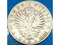 1 lira 1906 Italy Victor Emmanuel silver