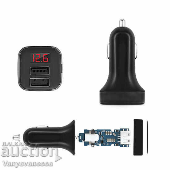 Авто волтметър за запалка с USB