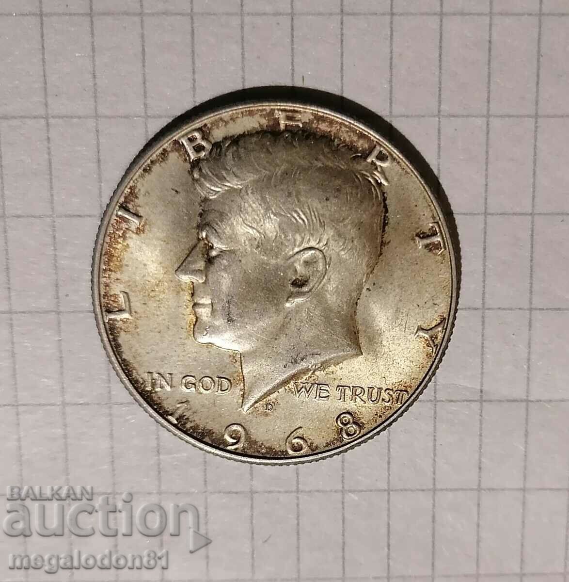 Half dollar "Kennedy" 1968 with price 20.00 BGN | € 10.23 Half dollar "Kennedy" 1968 with price 20.00 BGN | € 10.23