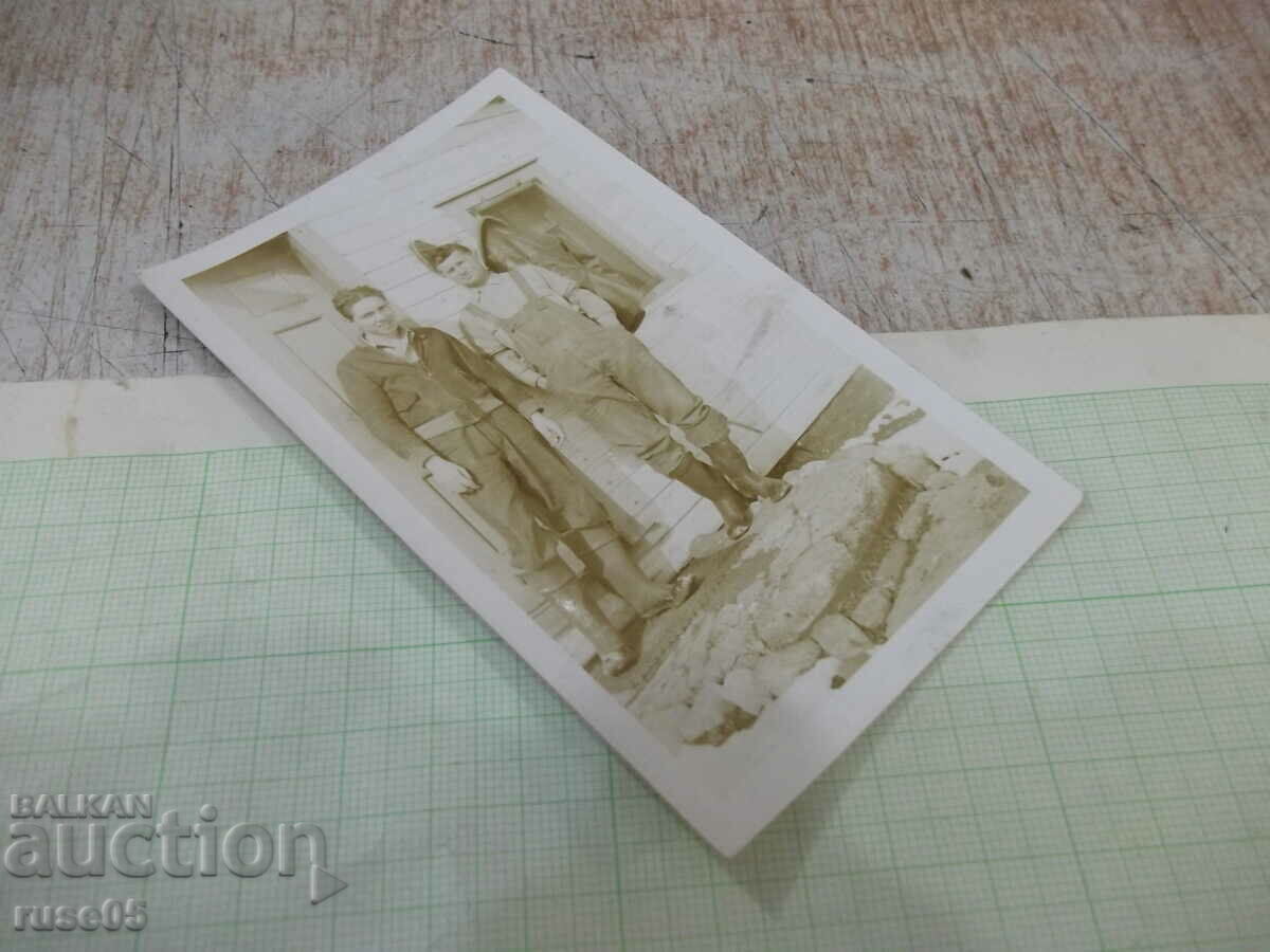 Auction An old photo of two Bulgarians in front of the door of a house in America Auction An old photo of two Bulgarians in front of the door of a house in America