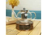 Transparent glass teapot with infuser for coffee and tea