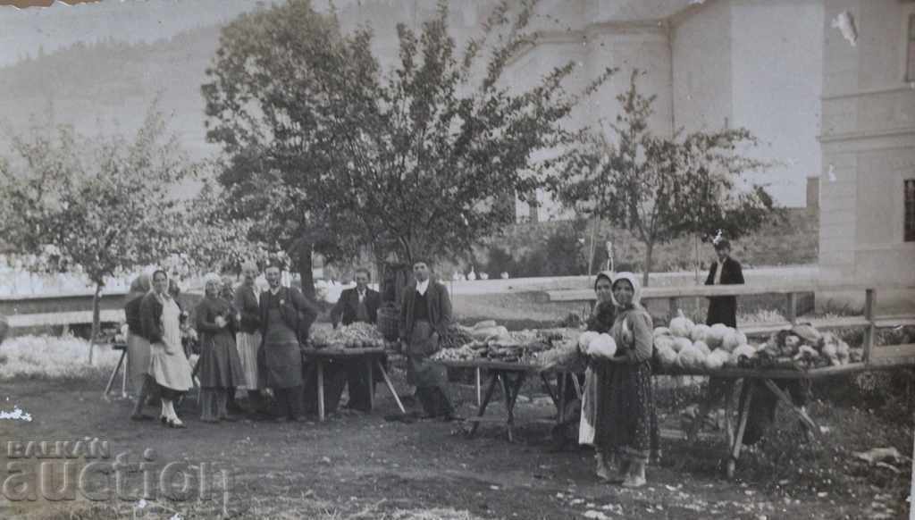 .1930s MARKET STALLS MERCHANTS OLD PHOTO