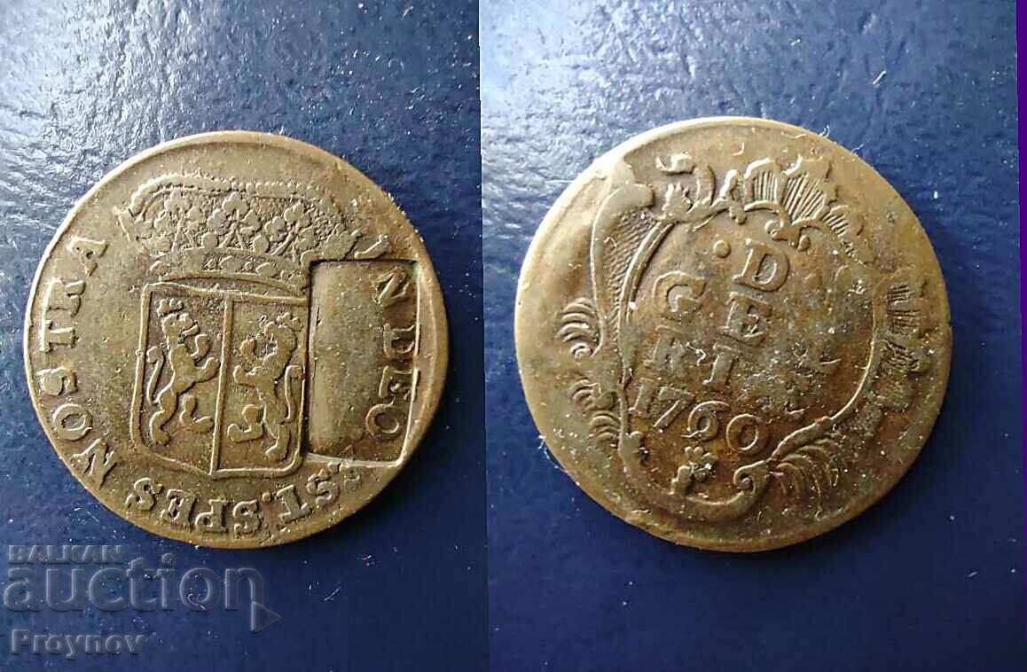 MINT ERROR-1 Duit 1760г.