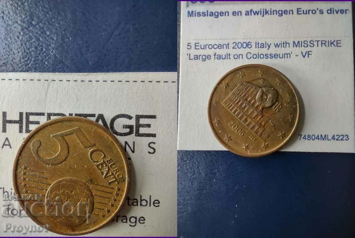 MINT ERROR-5 euro cent Italy 2006