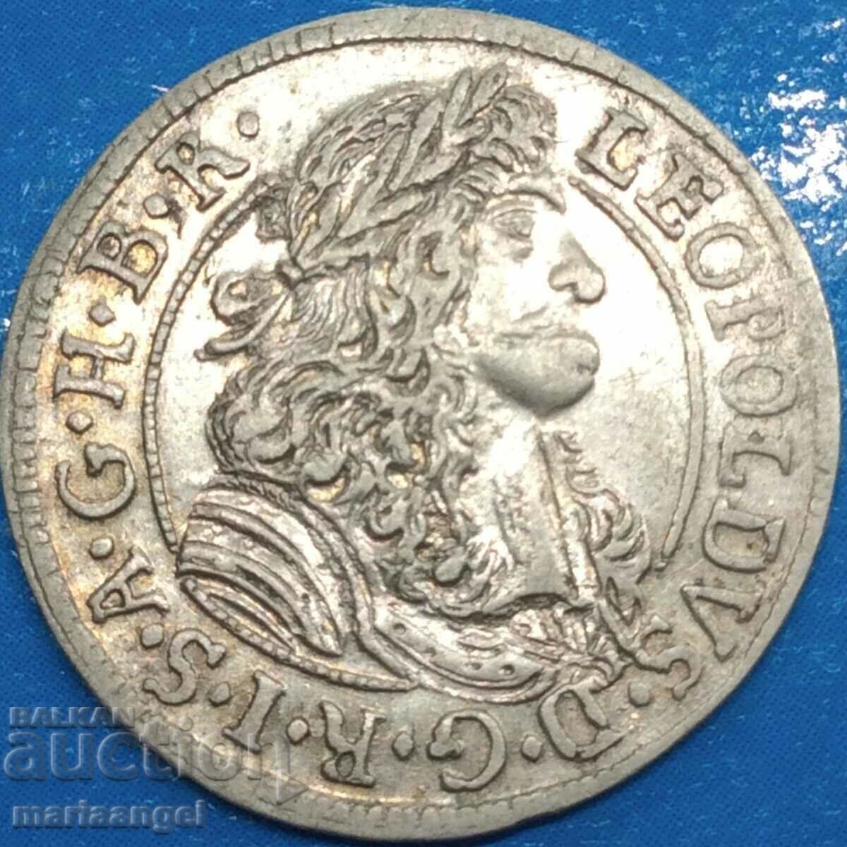 Silesia 3 Kreuzer 1691 Leopold Austria silver