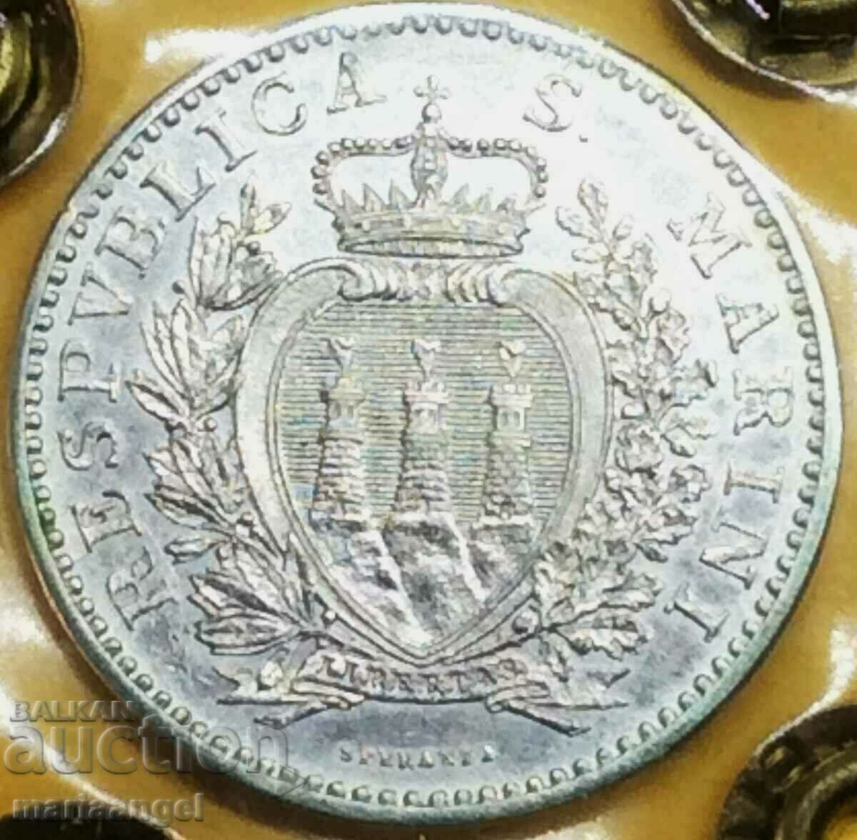 San Marino 1 lira 1898 silver